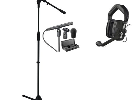 Audio Technica AT4051B Broadcast Microphone+Black Beyerdynamic Headset+Stand Hot on Sale