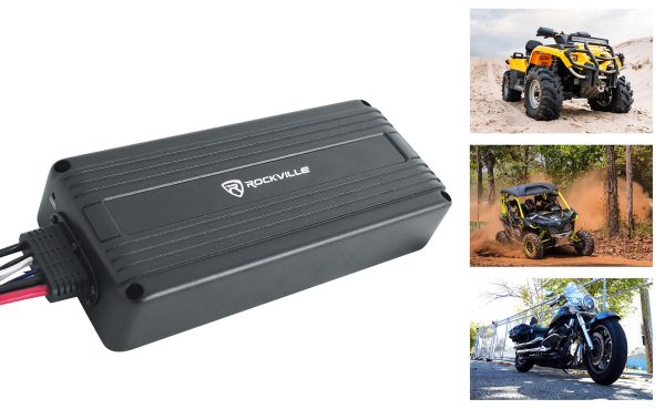 Rockville ATV300 Mono UTV Motorcycle ATV Amplifier IP65 Micro Powersport Amp For Sale