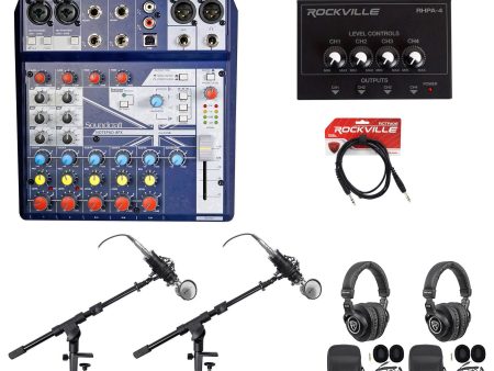 (2) Person Podcasting Podcast Bundle w Soundcraft Mixer+Headphones+Mic+Boom Arm Discount