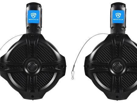 Pair Rockville RWB65B 6.5 Black 2 Way 250 Watt Marine Wakeboard Tower Speakers on Sale