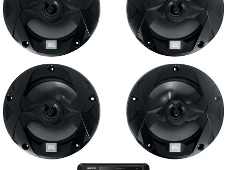 KICKER KMC4 2-Zone Marine Bluetooth Receiver+(4) Black JBL 6.5  75w RMS Speakers on Sale