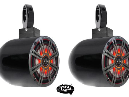 (2) kicker KM65 6.5  LED 360° Swivel Black Aluminum Wakeboard Tower Speakers Online Hot Sale