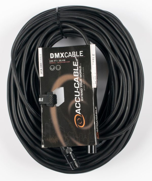 Accu-Cable AC5PDMX100 22 AWG 100 Ft 5-Pin Male-Female DMX Lighting Cable+Bag Online Hot Sale