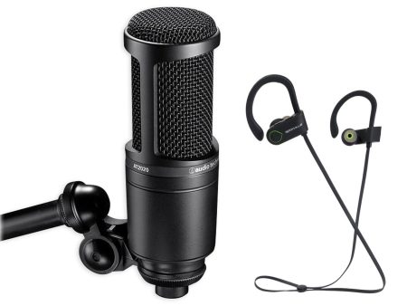 Audio Technica AT2020 Studio Recording Microphone-Cardioid Condenser Mic+Earbuds Online Sale