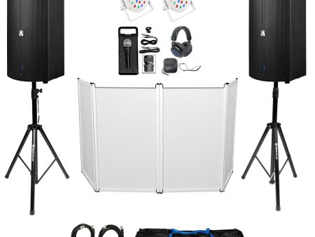 DJ Package w Avante Audio A15X 15  Speakers+Stands+Mic+Headphones+Facade+Lights Sale