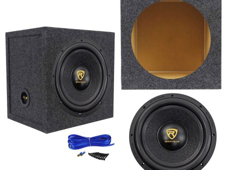 Rockville W12K9D2 V3 12  4000 Watt Car Audio Subwoofer + Sealed Sub Box Enclosure For Discount