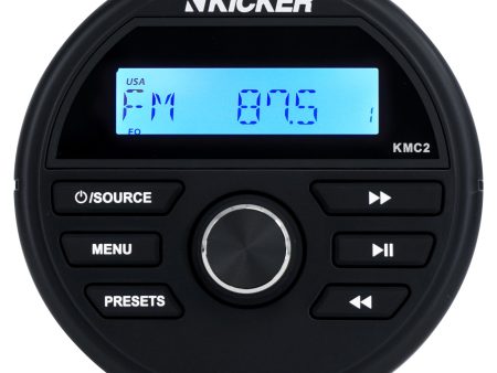 Kicker 46KMC2 Gauge Hole Digital Media Receiver w Bluetooth USB For Boat ATV UTV For Sale