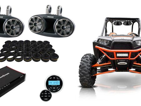 Kicker 6.75  Rollcage Speakers+2-Ch Amp Bluetooth Player for Polaris RZR ATV UTV For Cheap