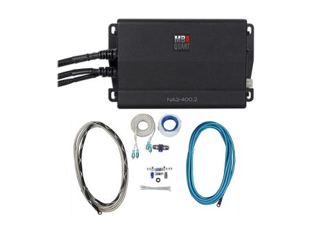 MB QUART NA2-400.2 400 Watt RMS 2-Ch. Marine Boat ATV Compact Amplifier+Amp Kit Hot on Sale