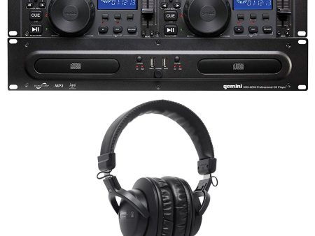 Gemini CDX-2250i DJ Dual Two Deck CD MP3 Media Player Bundle with Audio Technica Headphones For Cheap