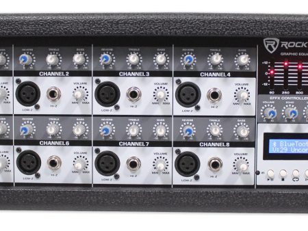 Rockville RPM85 2400w Powered 8 Channel Mixer, USB, 5 Band EQ  Effects Bluetooth Discount