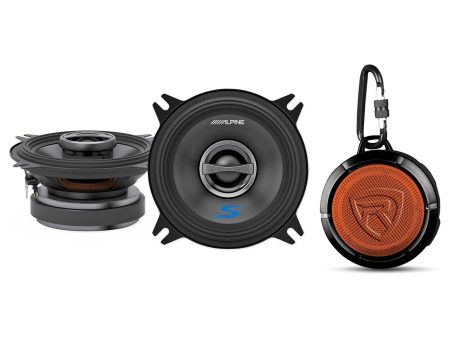 Pair ALPINE S-S40 140 Watt 4  Coaxial 2-Way Car Audio Speakers+Bluetooth Speaker Discount