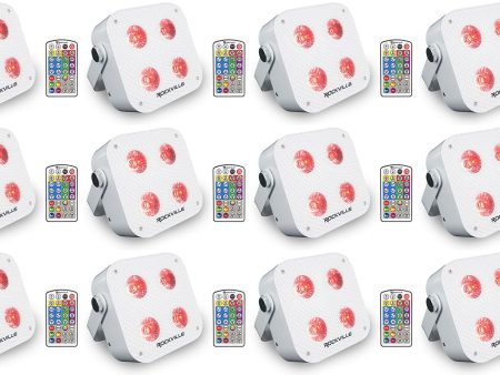 (12) Rockville MINI IR4 White RGBWA+UV DJ Par Wash Up Lights+Wireless DMX+App Discount