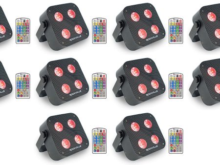 (10) Rockville MINI IR4 Black RGBWA+UV DJ Par Wash Up Lights+Wireless DMX+App on Sale