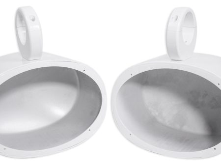 Pair of Rockville MAC69W 6x9 White Aluminum Wakeboard Tower Speaker Pod Enclosures For Sale