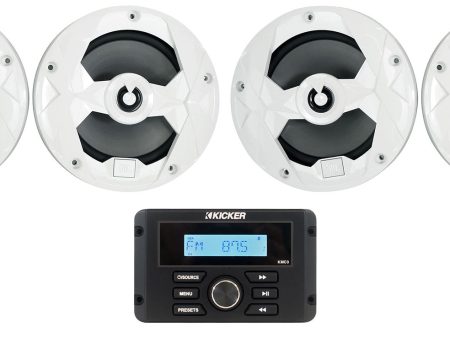 Kicker KMC3 Marine Digital Media Receiver w Bluetooth+4) White JBL 6.5  Speakers Online Hot Sale