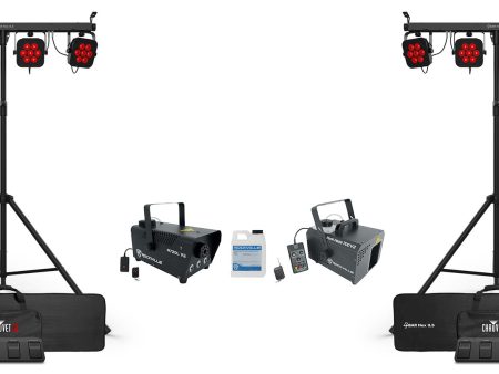 2 Chauvet DJ 4BAR HEX ILS RGBAW+UV LED Wash Lighting Systems+Haze Machine+Fogger Online Sale