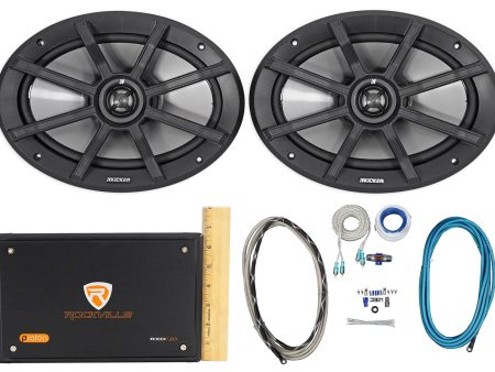 (2) Kicker 40PS692 6x9 180w Polaris ATV UTV RZR Speakers+4-Ch Amplifier+Wire Kit For Sale