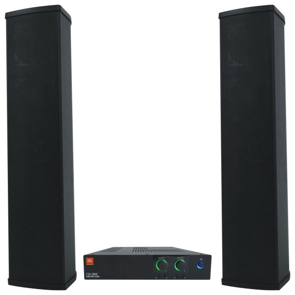 JBL CSA 280Z Amplifier+(2) Column Line Array 70V Commercial Speakers in Black Online Sale