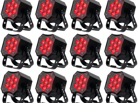 (12) American DJ MOD STQ Compact 7 x 8 Watt LED DMX Par Can Wash Lights w Remote Supply