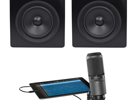 Audio Technica AT2020USBi Condenser USB Recording Studio Microphone+(2) Monitors Discount