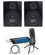 Audio Technica AT2020USBi Condenser USB Recording Studio Microphone+(2) Monitors Discount