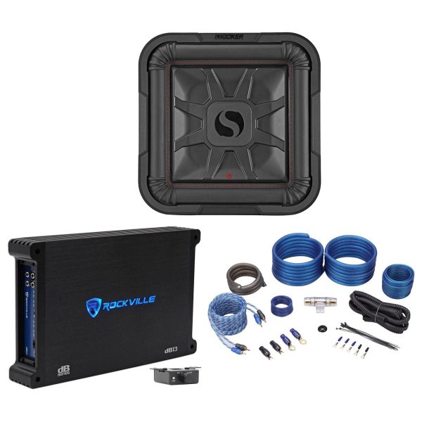 KICKER 46L7T124 12  1200w L7T Subwoofer Solo-Baric Sub+Mono Amplifier+Amp Kit Supply