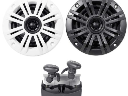 Pair KICKER 45KM42 4  150 Watt Weatherproof Marine Speakers+Free TRuRock Earbuds Online now