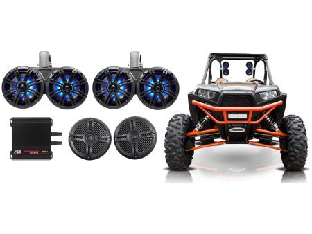 2) KICKER 45KMTDC65 Dual 6.5  LED Tower+(2) Marine Speakers+Amp For RZR ATV UTV Discount