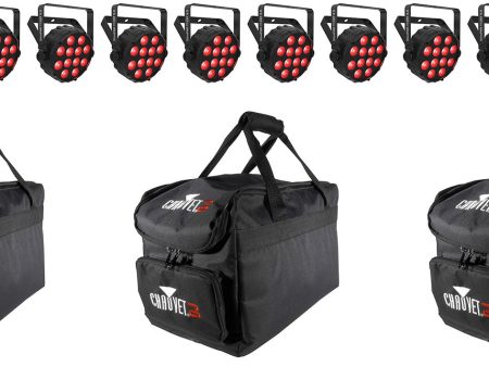 (12) Chauvet DJ SLIMPAR T12 BT ILS Wireless Par Wash Up-Lights w  Bluetooth+Bags on Sale