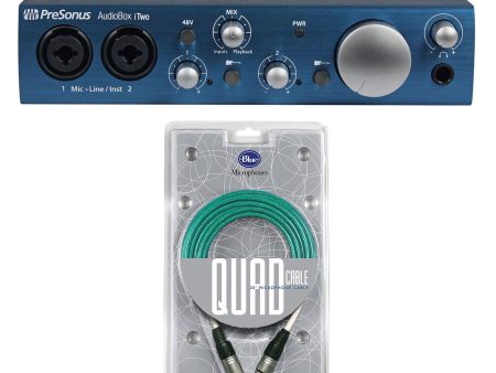 Presonus Audiobox iTwo 2X2 USB Audio Recording Interface + Blue XLR Cable Hot on Sale