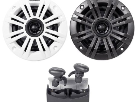 Pair KICKER 45KM44 4  150 Watt Weatherproof Marine Speakers+Free TRuRock Earbuds Online Hot Sale