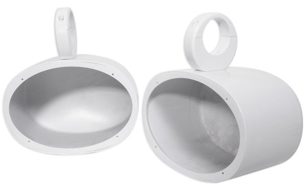 Pair of Rockville MAC69W 6x9 White Aluminum Wakeboard Tower Speaker Pod Enclosures For Sale