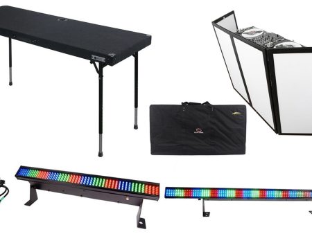 Odyssey CTBC2060 DJ Table +Scrim Werks SWF4846B 4x24  Façade Barrier +LED Lights Supply