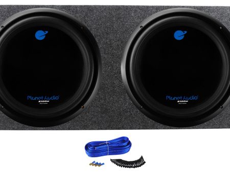 2 Planet Audio AC15D 2100 Watt 15  Car Audio Subwoofers+Sealed Sub Box Enclosure Supply