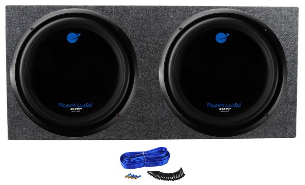 2 Planet Audio AC15D 2100 Watt 15  Car Audio Subwoofers+Sealed Sub Box Enclosure Supply