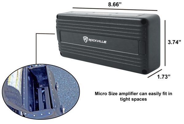 Rockville ATV300 Mono 300 Watt RMS 2-Ohm Motorcycle Amplifier Micro Amp IP65 Online now