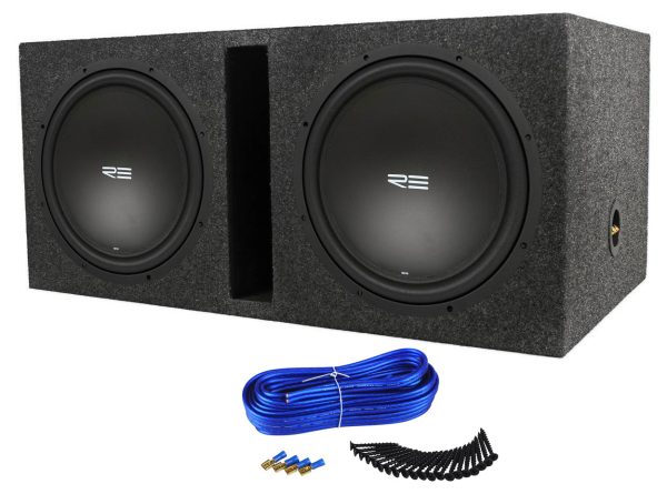 (2) RE Audio 600 Watt SRX12D2 SRX 12  Car Subwoofers + Vented Sub Box Enclosure Supply