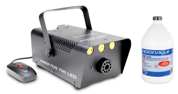 Eliminator Amber FOG 700 LED Fog Machine w  Amber LED Lights+Remote+Gal. Fluid For Cheap