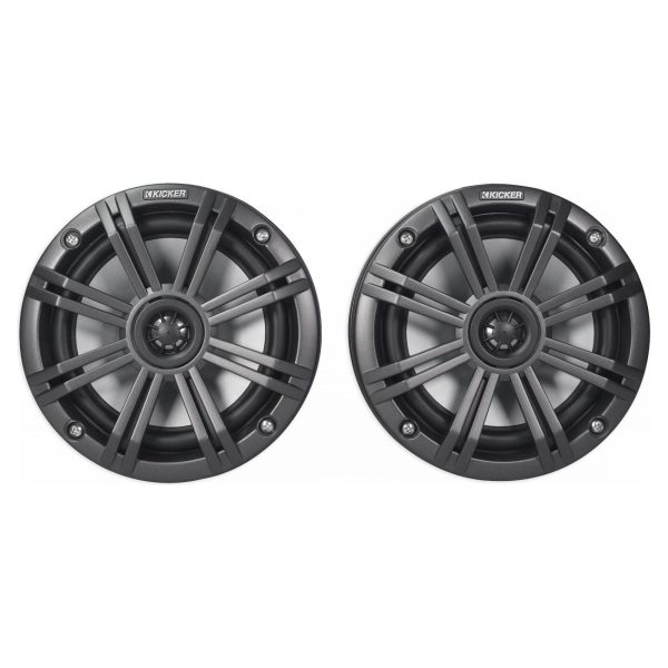 (2) KICKER KMFC65 6.5  195w Marine LED Speakers in Surface Mount Pods 46KMFC65 For Sale