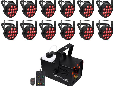 12) Chauvet DJ SLIMPAR T12 BT ILS Wireless Par Wash Up-Lights w Bluetooth+Fogger Cheap