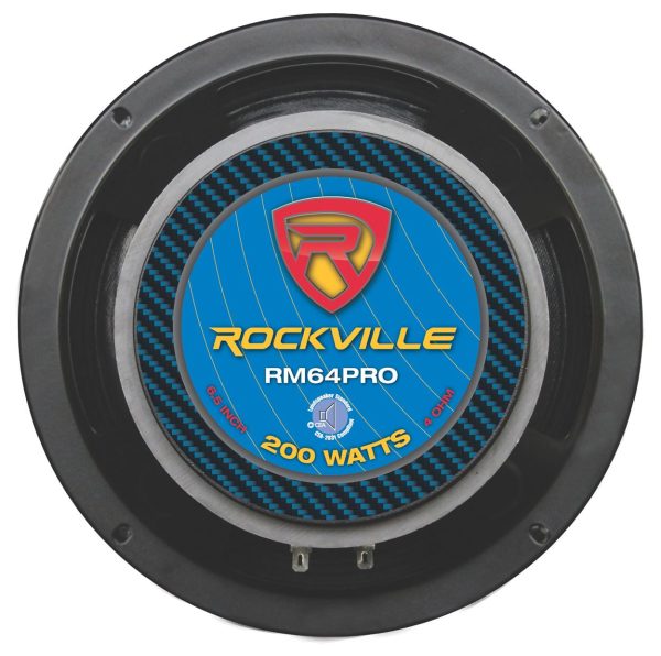 Rockville RM64PRO 6.5  4 Ohm Mid-Bass Midrange Car Speaker, 105dB 200w Online