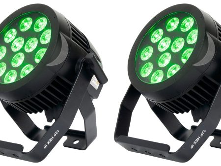 (2) American DJ ADJ 12P HEX IP Outdoor RGBAW + UV LED DMX Par Can Wash Up-Lights Online