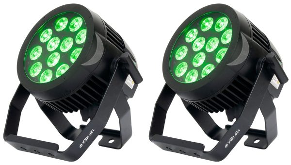 (2) American DJ ADJ 12P HEX IP Outdoor RGBAW + UV LED DMX Par Can Wash Up-Lights Online