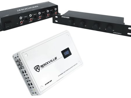 Rockville ATOM 8W 8-Channel Marine Boat Bluetooth Amplifier+Kicker 4Zone Control Sale