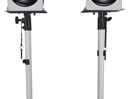 (2) Rockville APM8W 8  500w Powered Studio Monitors+White Adjustable Stands Hot on Sale