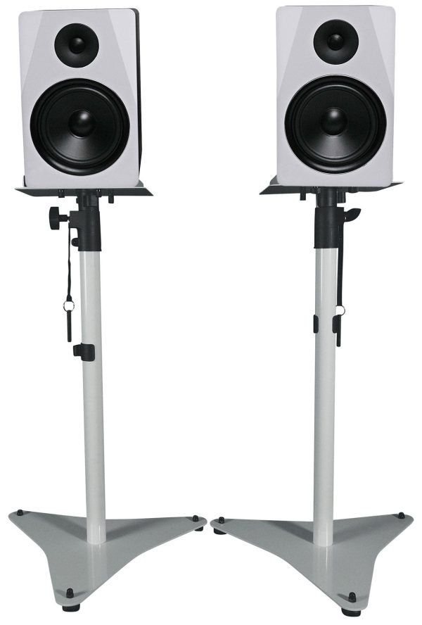 (2) Rockville APM8W 8  500w Powered Studio Monitors+White Adjustable Stands Hot on Sale