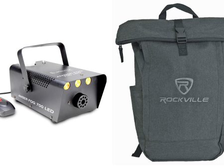 Eliminator Amber FOG 700 LED Fog Machine Fogger w Amber Lights+Remote+Backpack For Discount