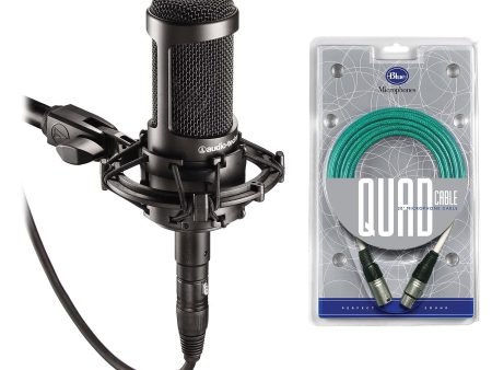 Audio Technica AT2035 Cardioid Condenser Studio Microphone Mic + Blue XLR Cable Online now