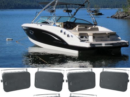 (6) Rockville HP65S 6.5  Black Marine Box Speakers with Swivel Bracket For Boats Hot on Sale